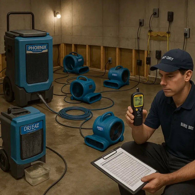 Structural Drying and Dehumidification process in East Porterville, CA